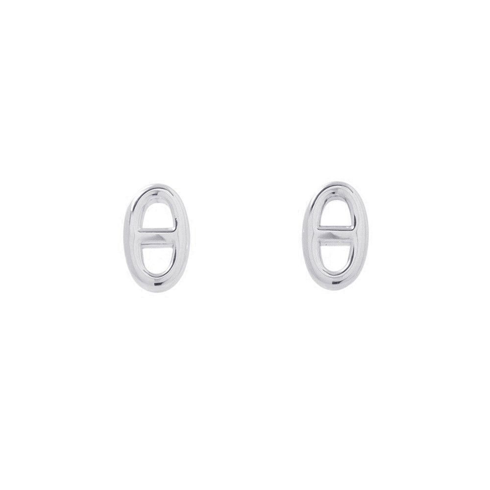 Hermes Earrings Farandole Chaine D'ancre Motif TPM Silver Stud