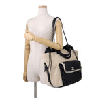 Chanel Tote Quilted CC Logo Fleece Drawstring Shearling Nylon 2-Way — view 5