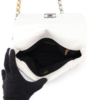 Chanel Chain Shoulder Bag 19 Flap CC Logo Lambskin White — view 5