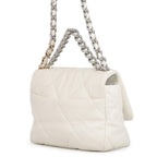 Chanel Chain Shoulder Bag 19 Flap CC Logo Lambskin White — view 2