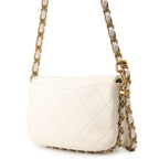 Chanel Chain Shoulder Bag Quilted CC Logo Lambskin White — view 2