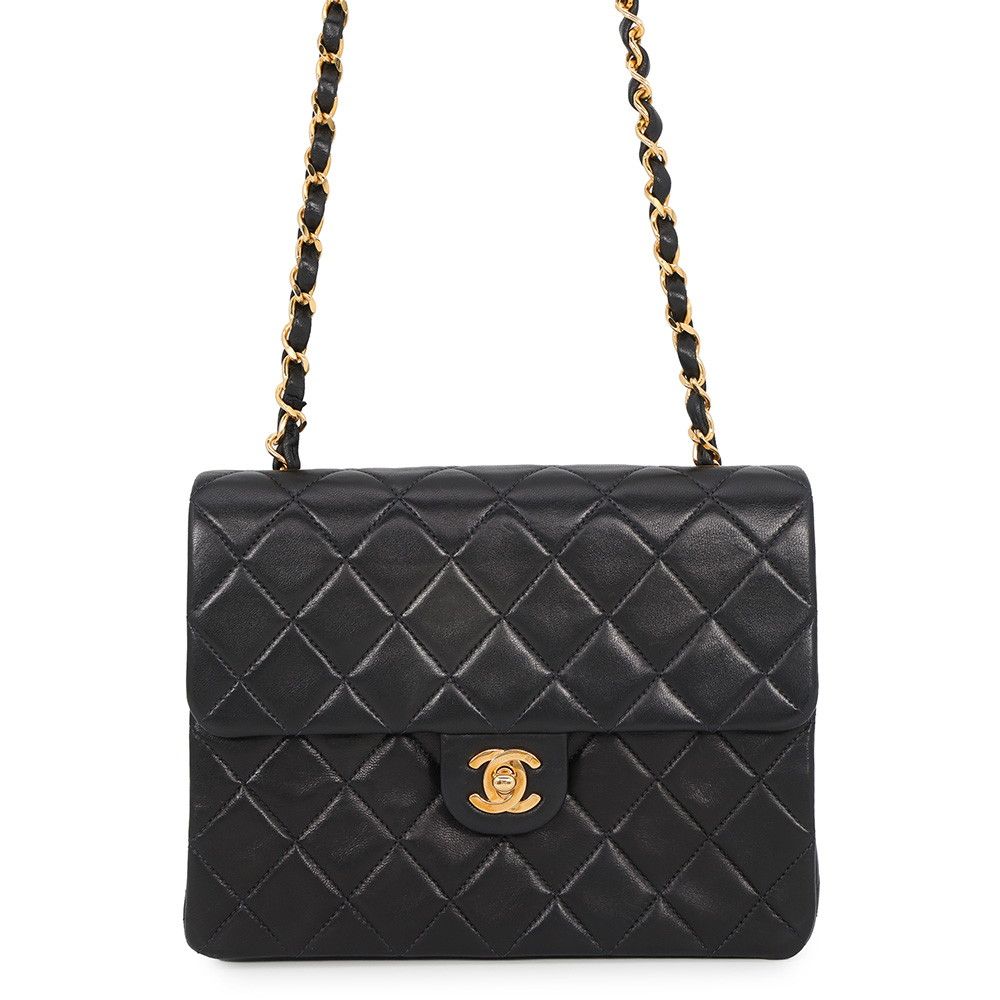 Chanel Chain Shoulder Bag Quilted 20 CC Logo Mini Lambskin Single Black