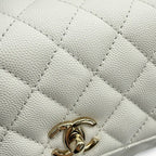 Chanel Quilted CC Logo Coco Handle Caviar Leather 2-Way Shoulder Bag White — view 7