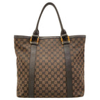Gucci Tote GG Pattern Bamboo Dark Brown Black Leather — view 3