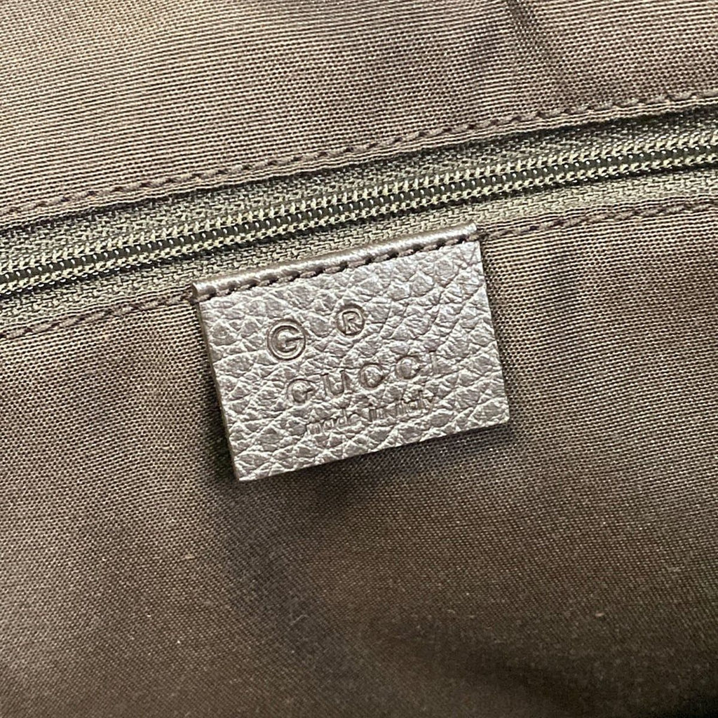 Gucci Tote GG Pattern Bamboo Dark Brown Black Leather — view 9