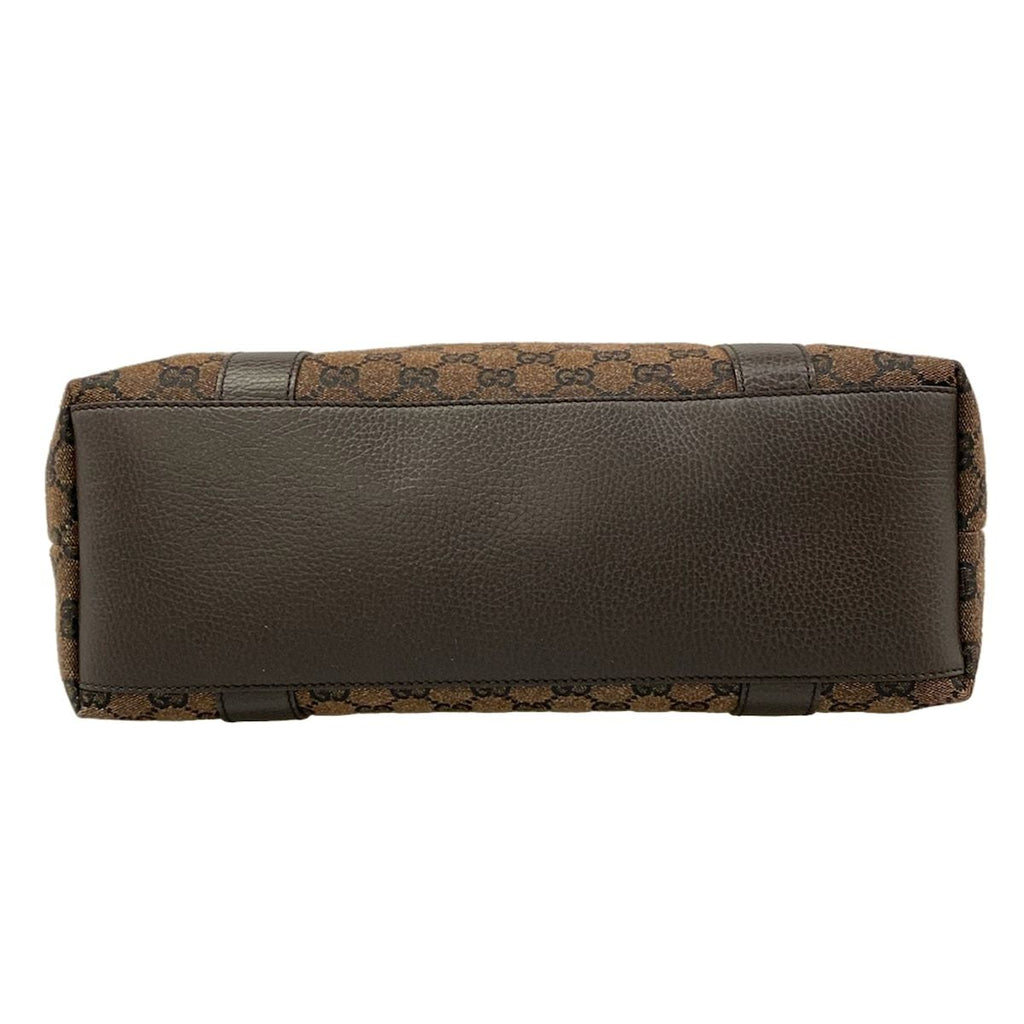 Gucci Tote GG Pattern Bamboo Dark Brown Black Leather — view 5
