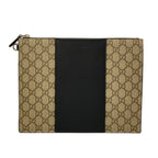 Gucci Clutch GG Plus Supreme Eden Strap Gray Beige Black Multi Leather