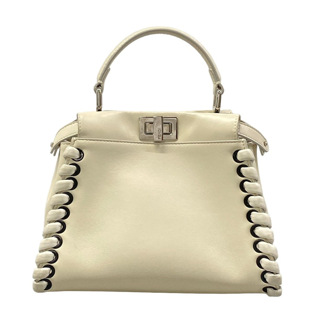 Fendi Handbag Peekaboo Iconic Small White Leather