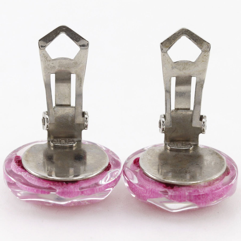 Chanel Camellia Plastic Pink Earrings — view 5