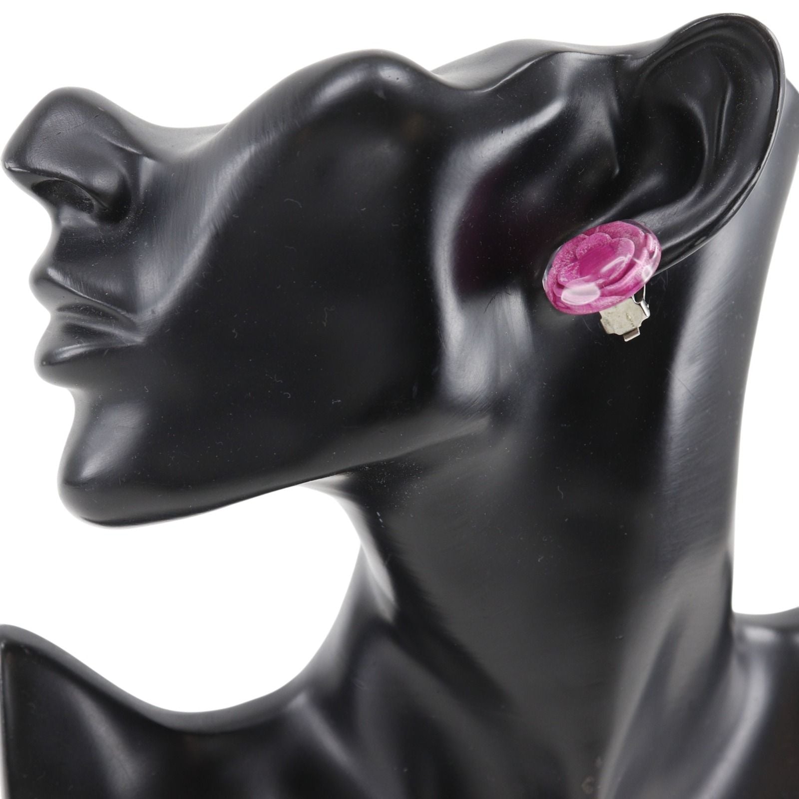 Chanel Camellia Plastic Pink Earrings — view 2