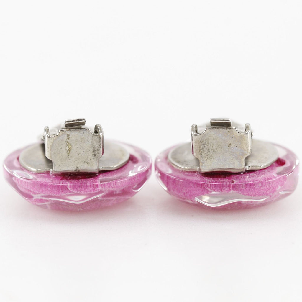 Chanel Camellia Plastic Pink Earrings — view 7