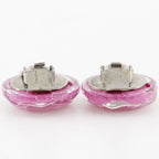 Chanel Camellia Plastic Pink Earrings — view 7