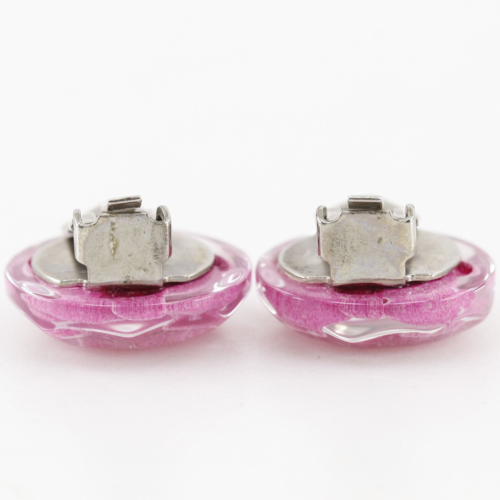 Chanel Camellia Plastic Pink Earrings — view 7