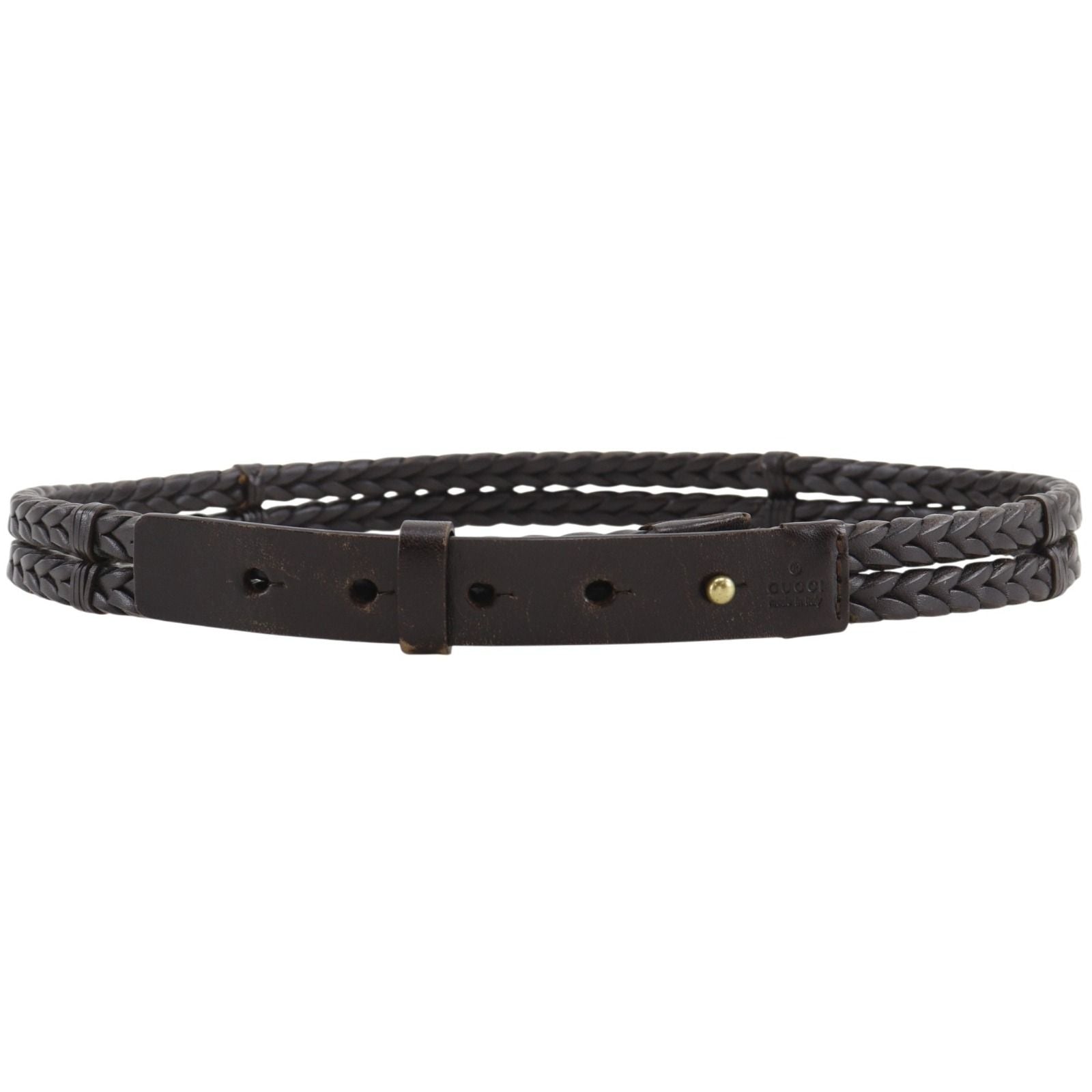 Gucci Mesh Leather Brown Belt