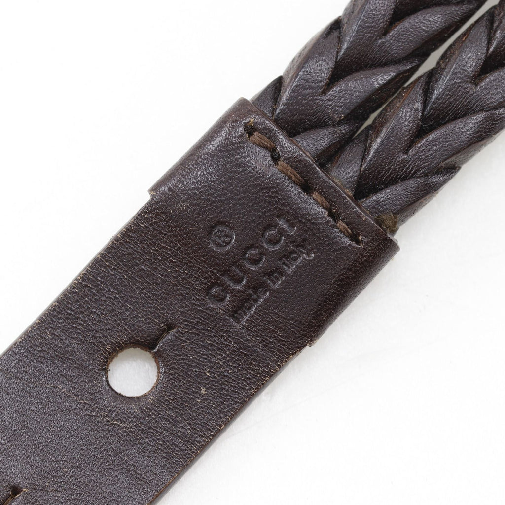 Gucci Mesh Leather Brown Belt — view 9