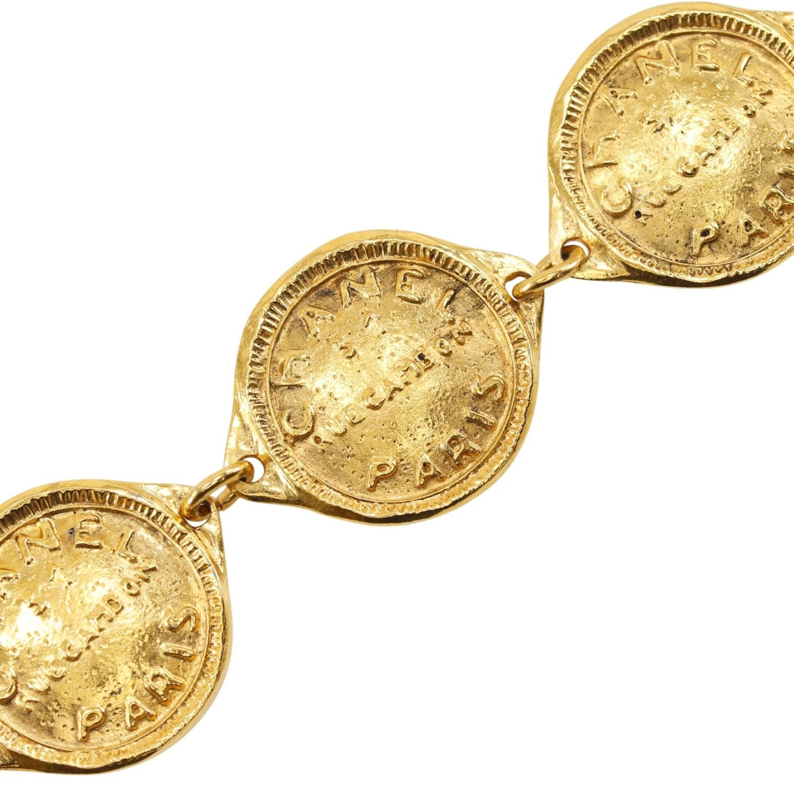 Chanel Cambon Logo Coin Motif Vintage Gold Plated Necklace — view 5