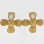Chanel Clover CC Logo Gold Plated Rhinestone Earrings — view 3