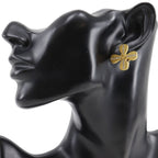 Chanel Clover CC Logo Gold Plated Rhinestone Earrings — view 2
