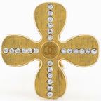 Chanel Clover CC Logo Gold Plated Rhinestone Earrings — view 7