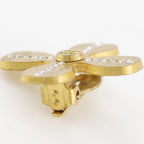 Chanel Clover CC Logo Gold Plated Rhinestone Earrings — view 6