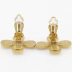 Chanel Clover CC Logo Gold Plated Rhinestone Earrings — view 5