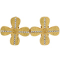 Chanel Clover CC Logo Gold Plated Rhinestone Earrings