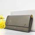 Celine Bifold Wallet Multi Function Large Flap Leather Khaki
