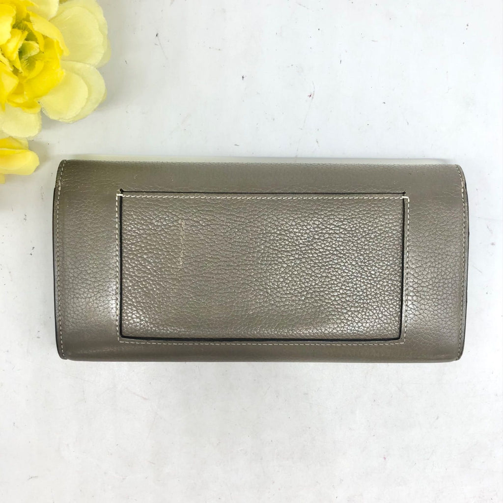 Celine Bifold Wallet Multi Function Large Flap Leather Khaki — view 3