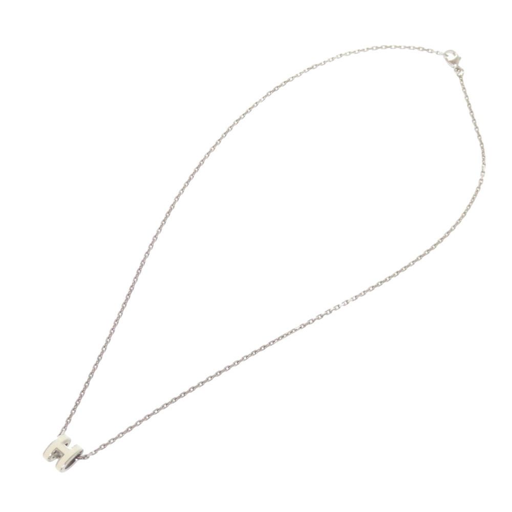 Hermes Pop Mini White Silver Necklace — view 3