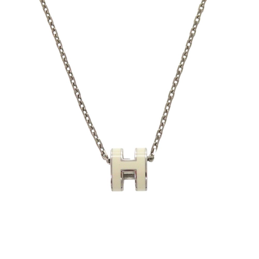 Hermes Pop Mini White Silver Necklace