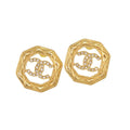 Chanel Quilted CC Logo a Stone Gold Earrings