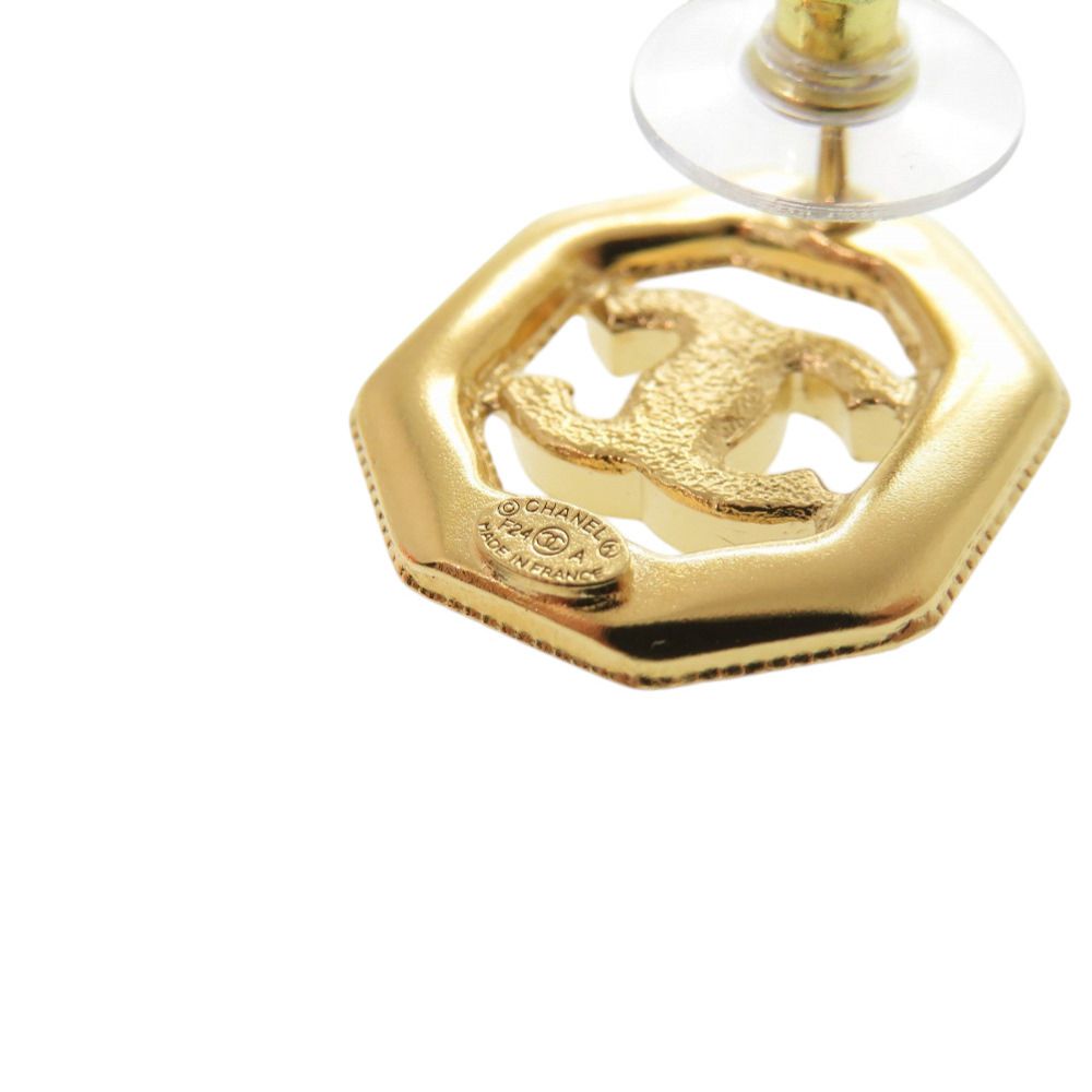 Chanel Quilted CC Logo a Stone Gold Earrings — view 4