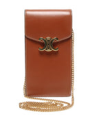 Celine Chain Shoulder Bag Crossbody Mobile Pouch Shiny Calfskin