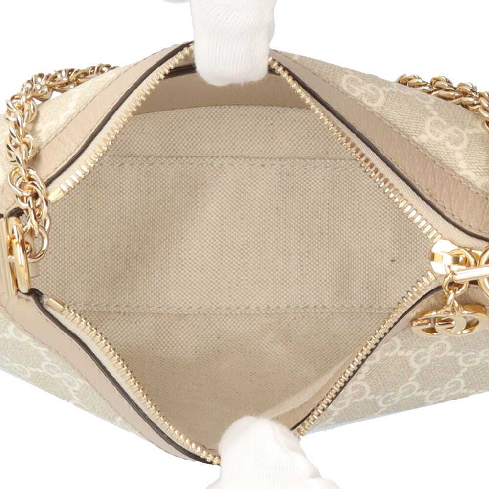 Gucci Small Ophidia Shoulder Bag GG Supremecanvas Beige Second — view 7