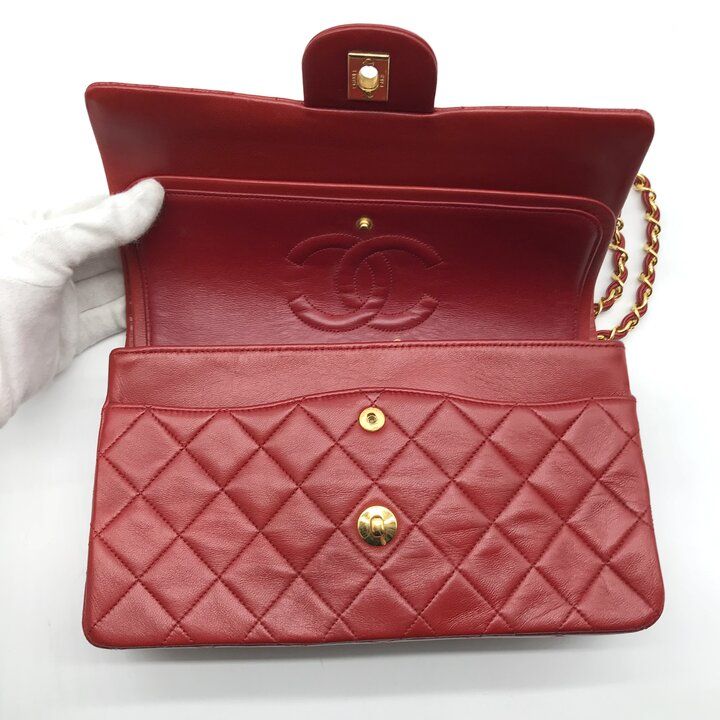 Chanel CC Logo Quilted Turnlock Double Flap Leather Chain Shoulder Bag — view 7
