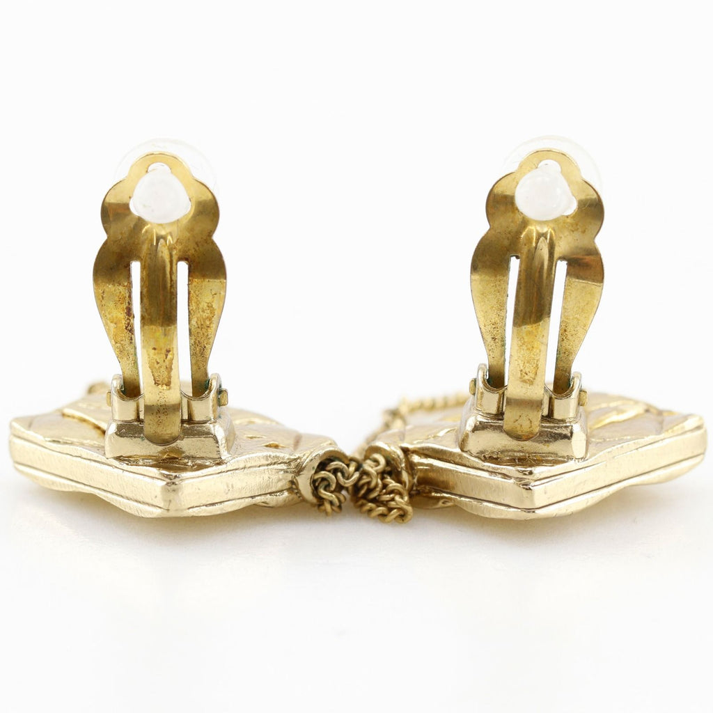 Chanel Quilted Bag Motif Gold Plated Earrings — view 6