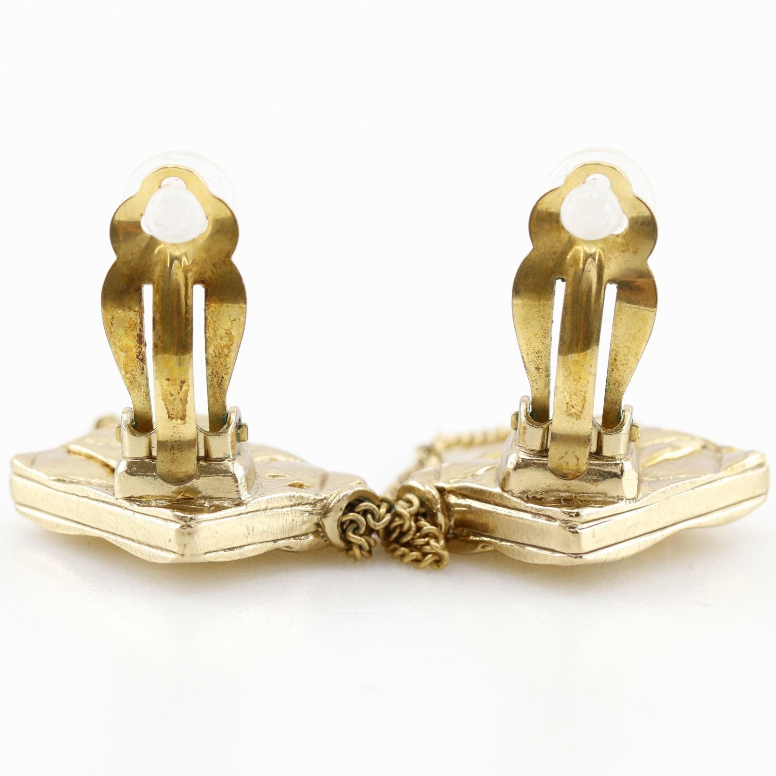 Chanel Quilted Bag Motif Gold Plated Earrings — view 6