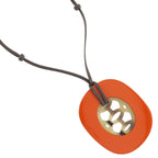 Hermes Lift GM Buffalo Horn Orange Necklace