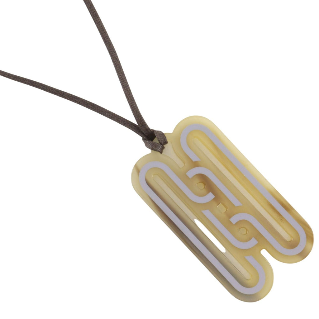 Hermes Motif Buffalo Horn Brown Necklace