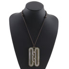 Hermes Motif Buffalo Horn Brown Necklace — view 2