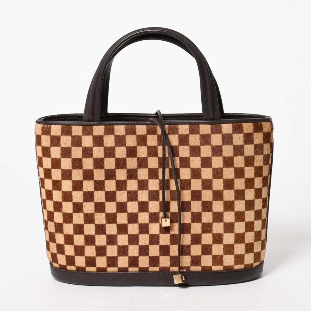 Louis Vuitton Impala Handbag Calf Hair Damier Sauvage Brown Beige
