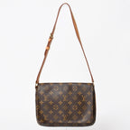Louis Vuitton Musette Tango Shoulder Bag Monogram Canvas Brown Gold