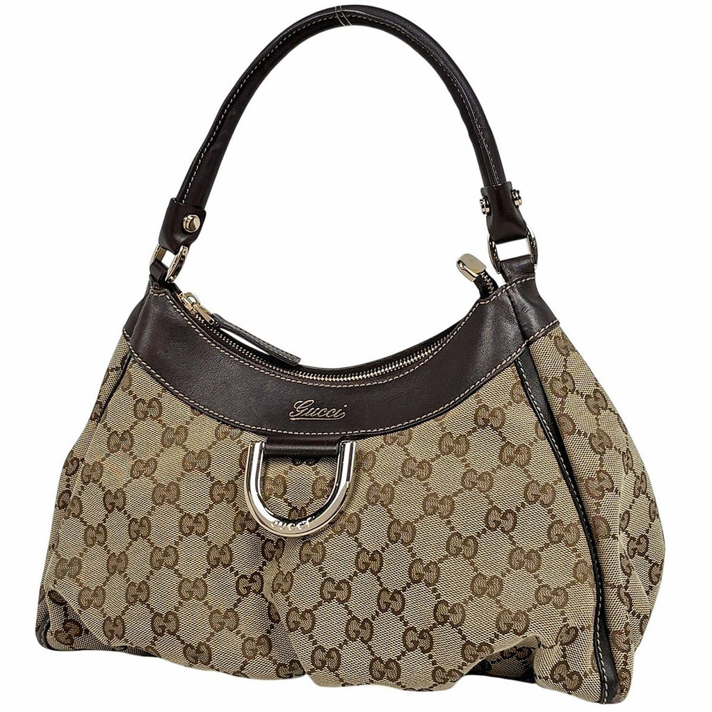 Gucci GG Pattern Shoulder Bag Abbey Canvas Brown