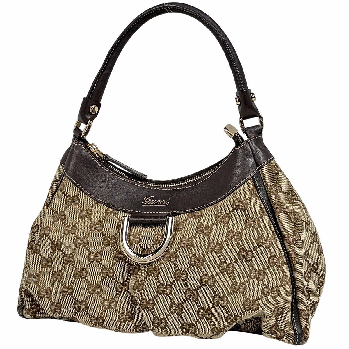 Gucci GG Pattern Shoulder Bag Abbey Canvas Brown