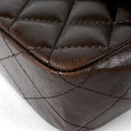 Chanel Quilted Single Flap Chain Shoulder Bag CC Logo Leather Brown — view 3