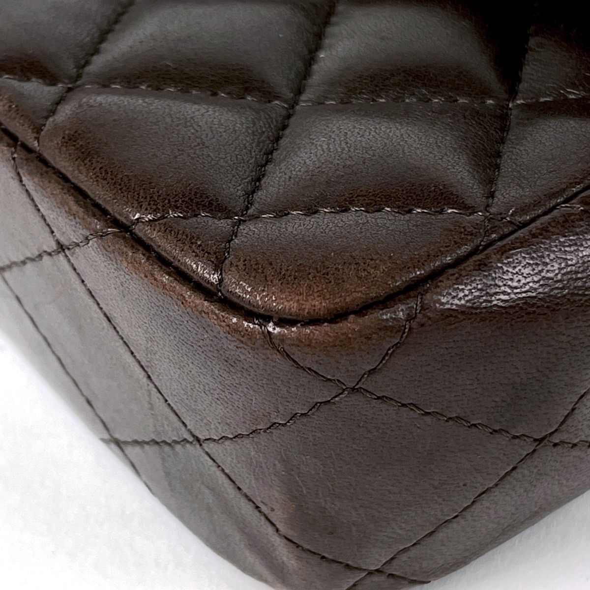 Chanel Quilted Single Flap Chain Shoulder Bag CC Logo Leather Brown — view 3