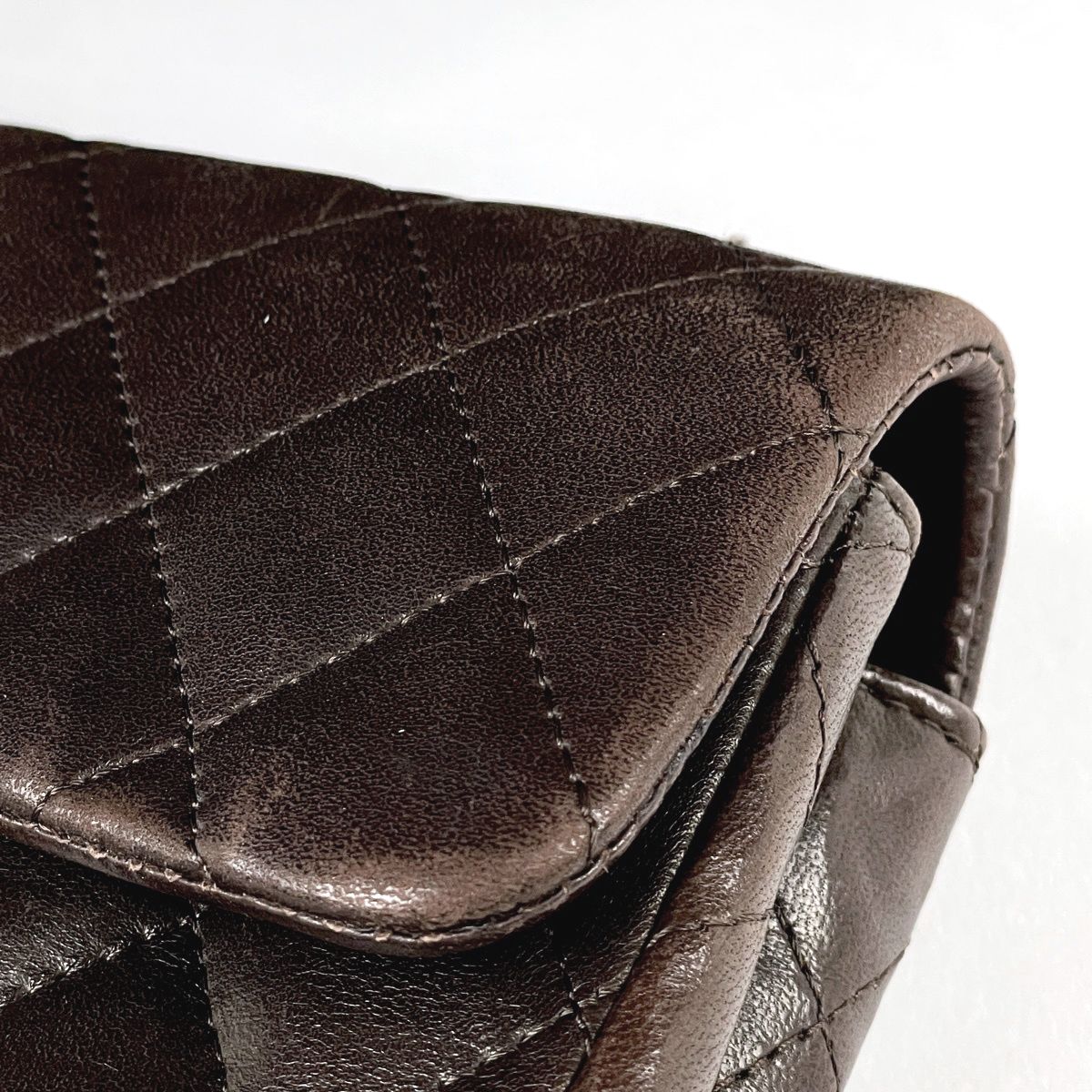 Chanel Quilted Single Flap Chain Shoulder Bag CC Logo Leather Brown — view 4