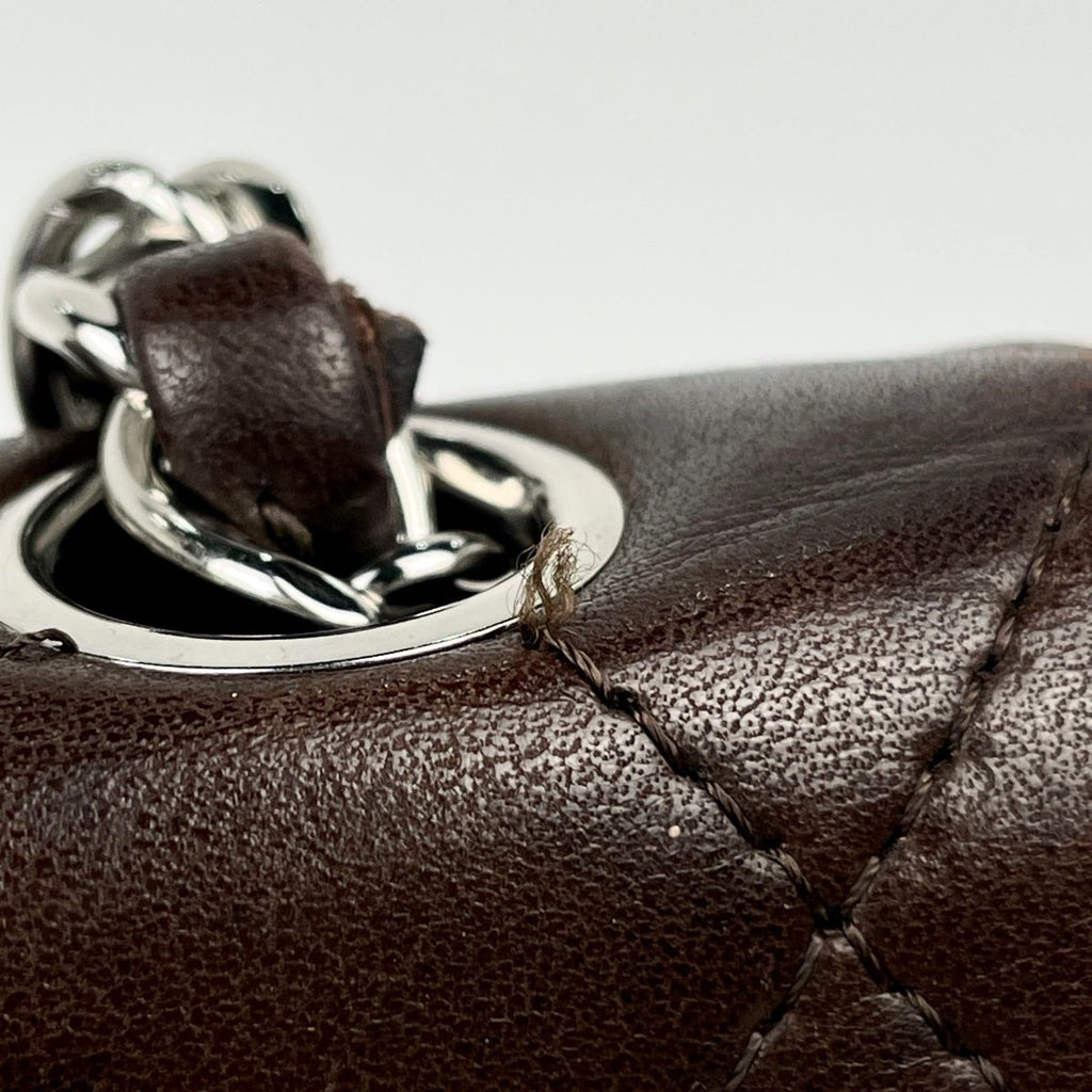 Chanel Quilted Single Flap Chain Shoulder Bag CC Logo Leather Brown — view 6