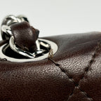 Chanel Quilted Single Flap Chain Shoulder Bag CC Logo Leather Brown — view 6