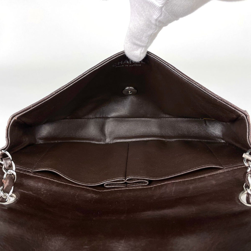 Chanel Quilted Single Flap Chain Shoulder Bag CC Logo Leather Brown — view 8